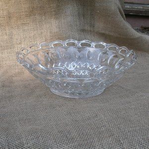 Antique EAPG Open Lace & Diamond Fruit Bowl 1908